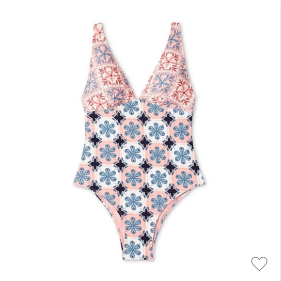 NWT Agua Bendita x Target one-piece coral mixed tile print bathing suit - Picture 2 of 3